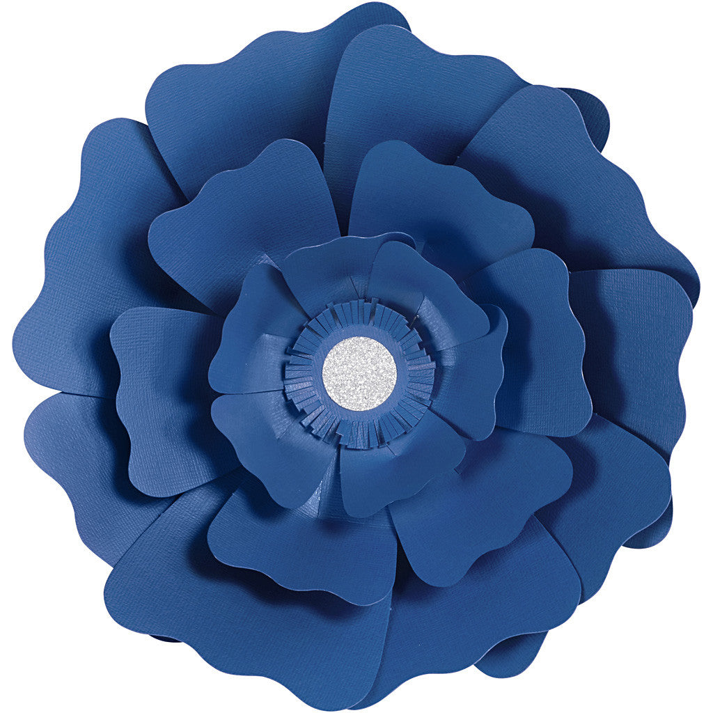 Papierblumen, D 15+25 cm, 230 g, Blau, 2 Stk/ 1 Pck [HOB-599904]