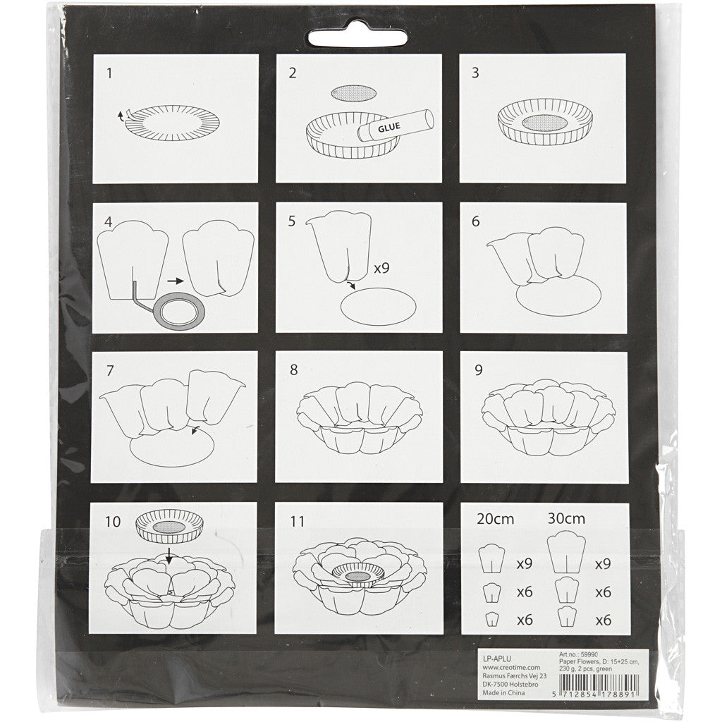 Fleurs en papier, d 15+25 cm, 230 gr, violet, 2 pièces/ 1 Pq. [HOB-599905]