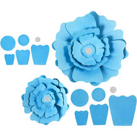 Papierblumen, D 15+25 cm, 230 g, Hellblau, 2 Stk/ 1 Pck [HOB-599908]