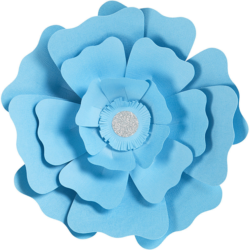 Papierblumen, D 15+25 cm, 230 g, Hellblau, 2 Stk/ 1 Pck [HOB-599908]