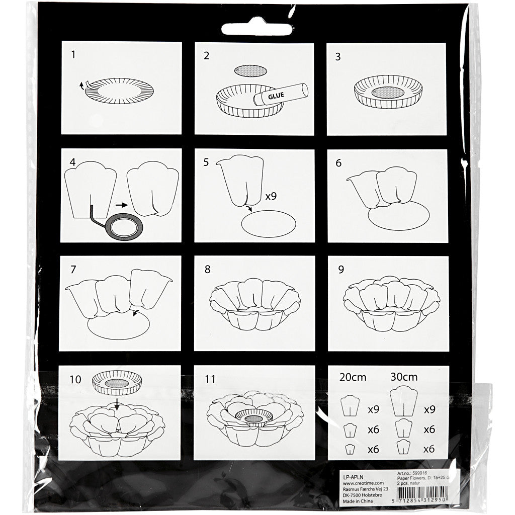 Fiori di carta, diam 15+25 cm, natural, 2 pz/ 1 conf. [HOB-599916]