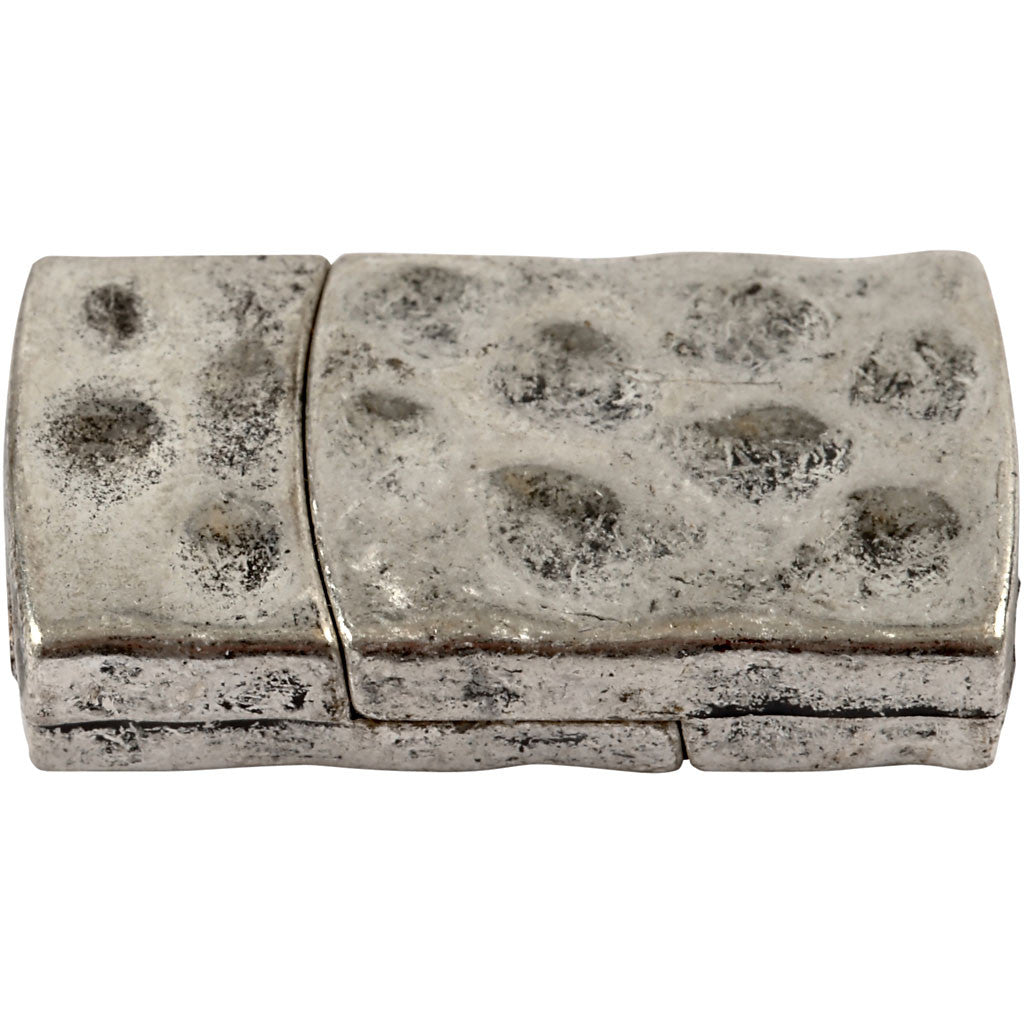 Fibbia magnetica, misura 7x29 mm, misura buco 3x10 mm, argento antico, 1 pz [HOB-600010]
