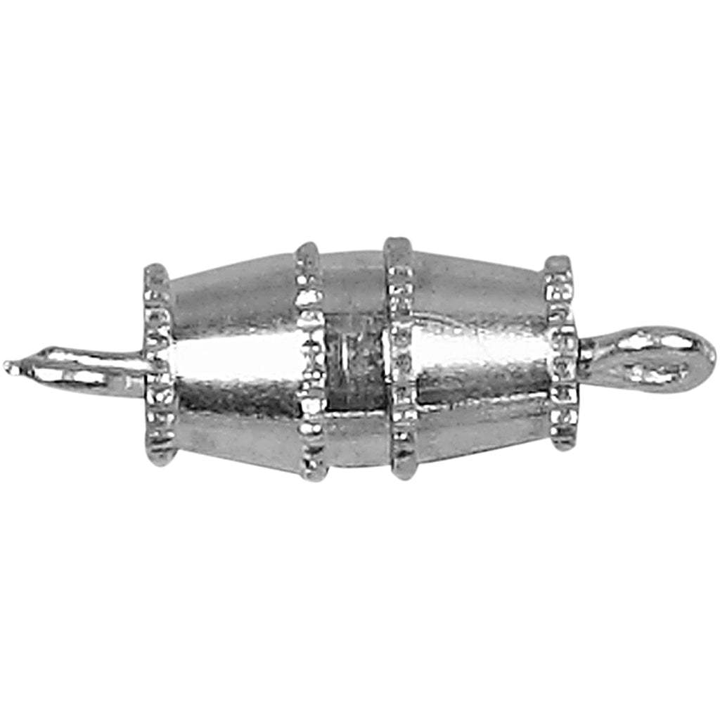 Barrel Clasps, L: 16 mm, silver-plated, 10 pc