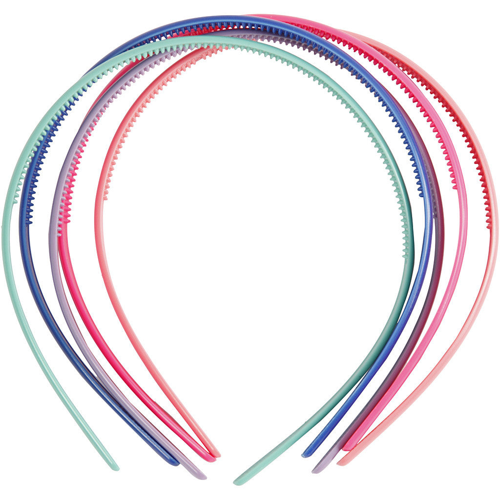Cerchietti per capelli, L: 8 mm, colori asst., 5 pz/ 1 conf. [HOB-600830]