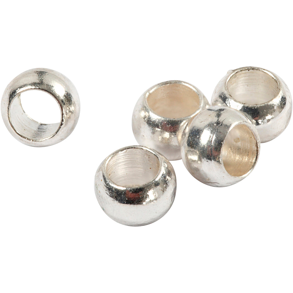 Crimp Beads, dia. 2,5 mm, silver, 100 pc
