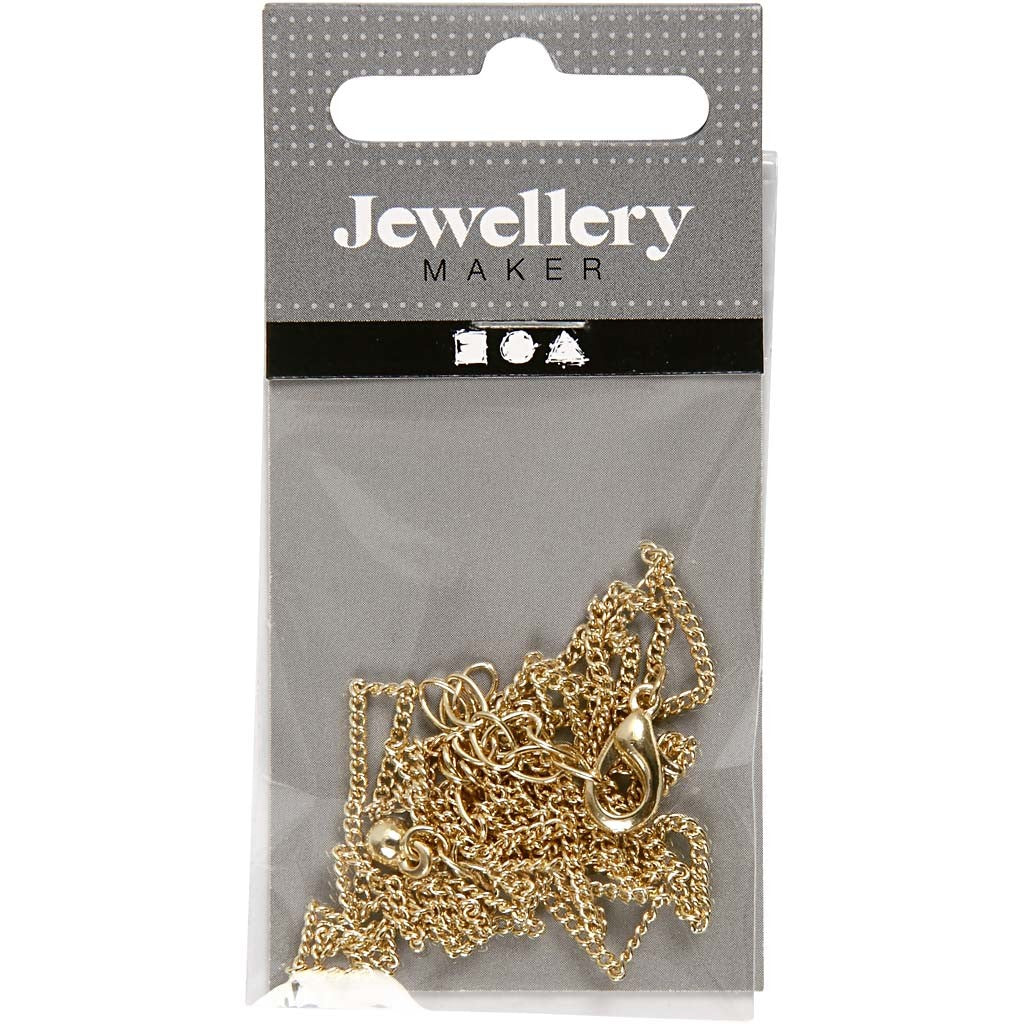 Chaîne, L : 80 cm, d 1 mm, doré, 1 pièce [HOB-60159]