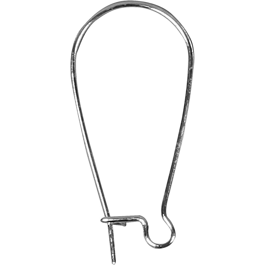 Ear Hanger, L: 25 mm, silver-plated, 6 pc