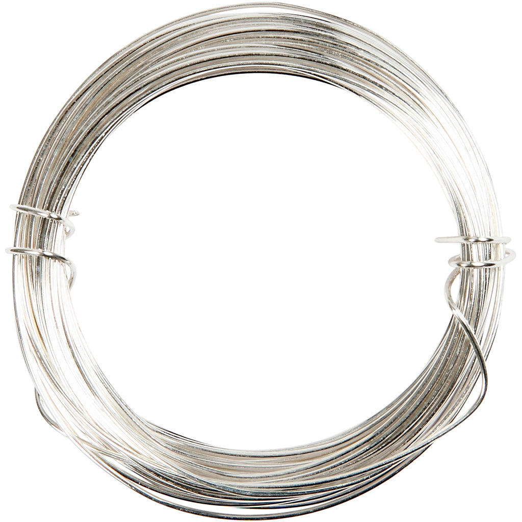 Silver-plated Wire, thickness 0,6 mm, silver-plated, 10 m/ 1 roll