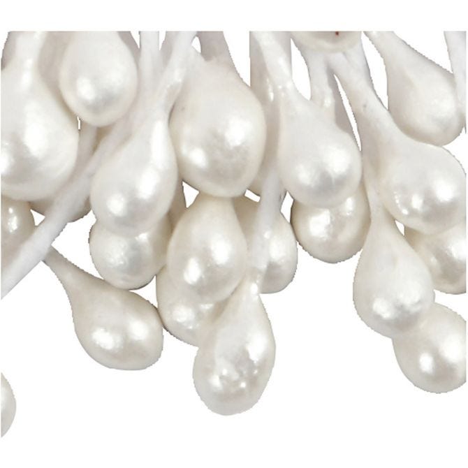 Blütenstaubblätter, L 6,4 cm, D 2 mm, Perlmuttweiß, 100 Stk/ 1 Pck [HOB-610352]