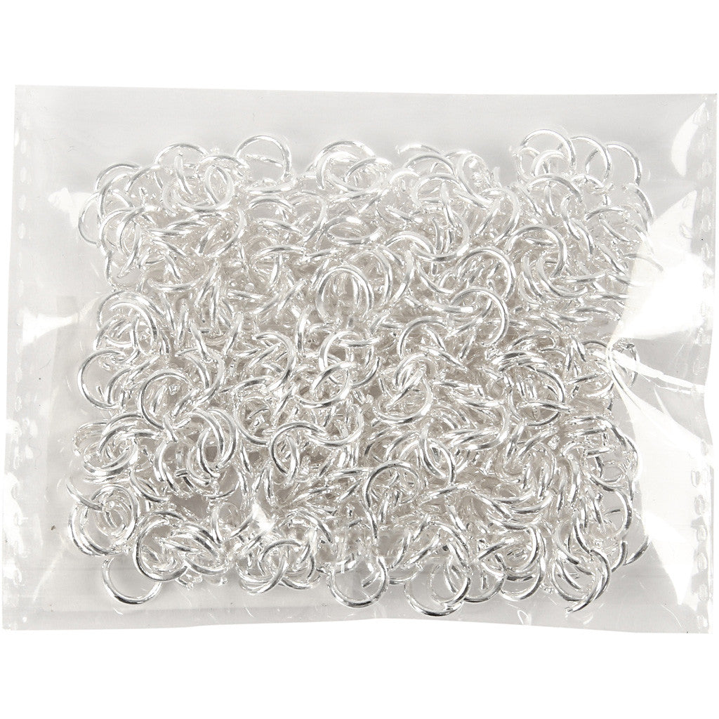 Anello apribile, misura 7 mm, spess. 1 mm, placcato argento, 400 pz/ 1 conf. [HOB-61378]