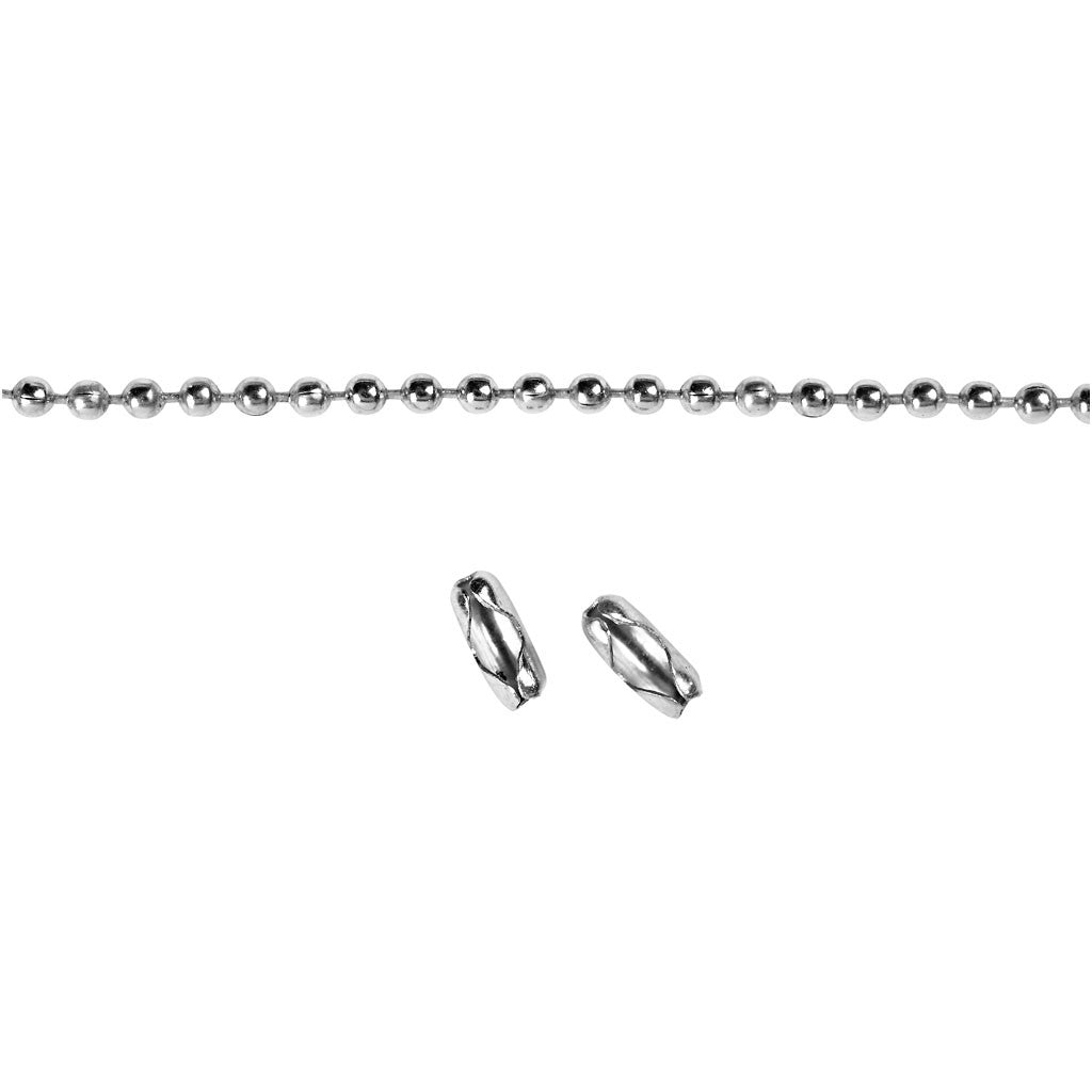 Chaîne de perles, d 1,5 mm, argenté, 3 m/ 1 rouleau [HOB-61530]