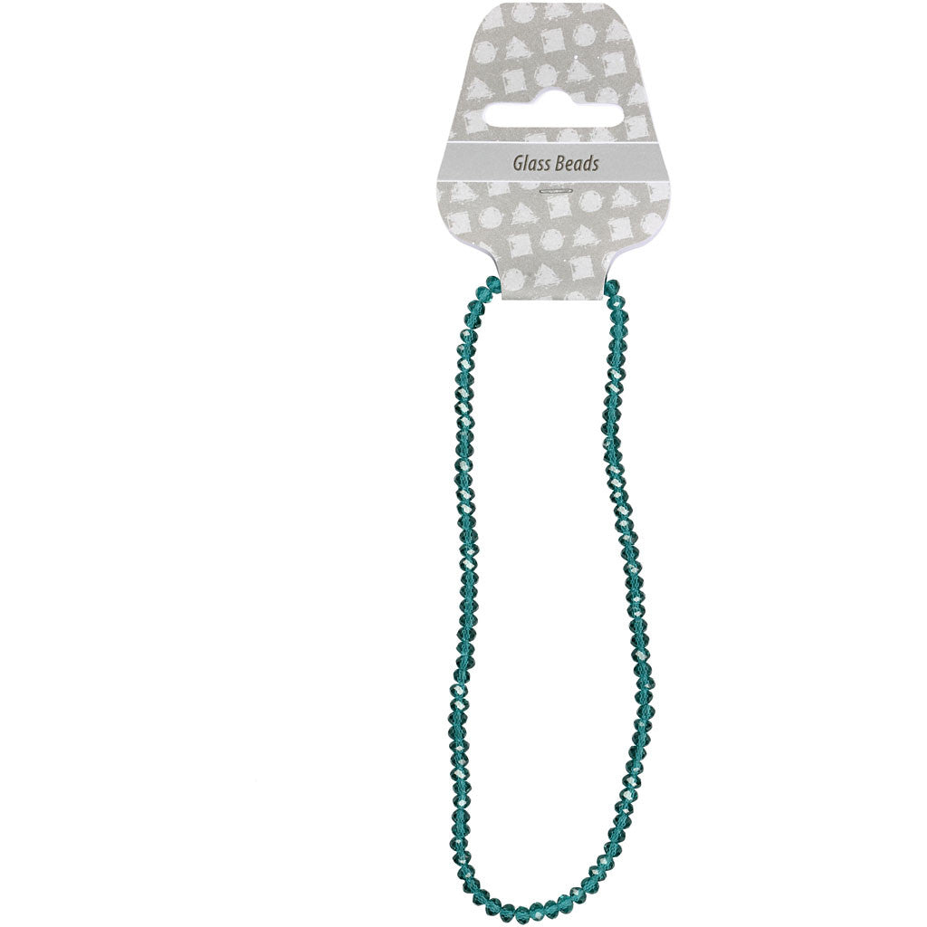 Glasschliffperlen, Größe 3x4 mm, Lochgröße 0,8 mm, Smaragdgrün, 100 Stk/ 1 Pck [HOB-61664]