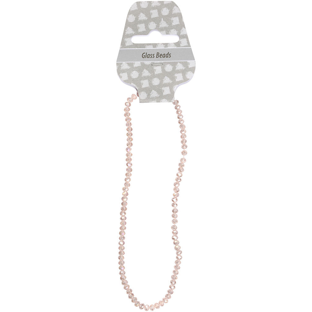 Glasschliffperlen, Größe 3x4 mm, Lochgröße 0,8 mm, Rosa, 100 Stk/ 1 Pck [HOB-61666]