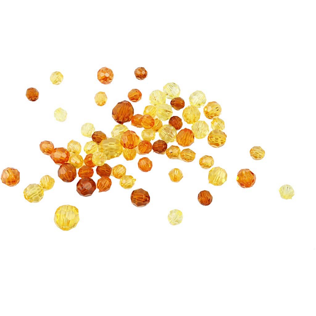 Perles à facettes, dim. 4-12 mm, diamètre intérieur 1-2,5 mm, ca. 170 pièce, jaune, 45 gr/ 1 Pq. [HOB-618861]
