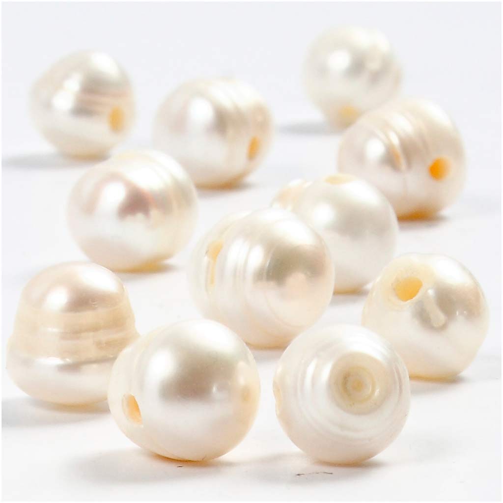 Freshwater Pearls, size 9-11 mm, hole size 2 mm, mother-of-pearl, 10 pc