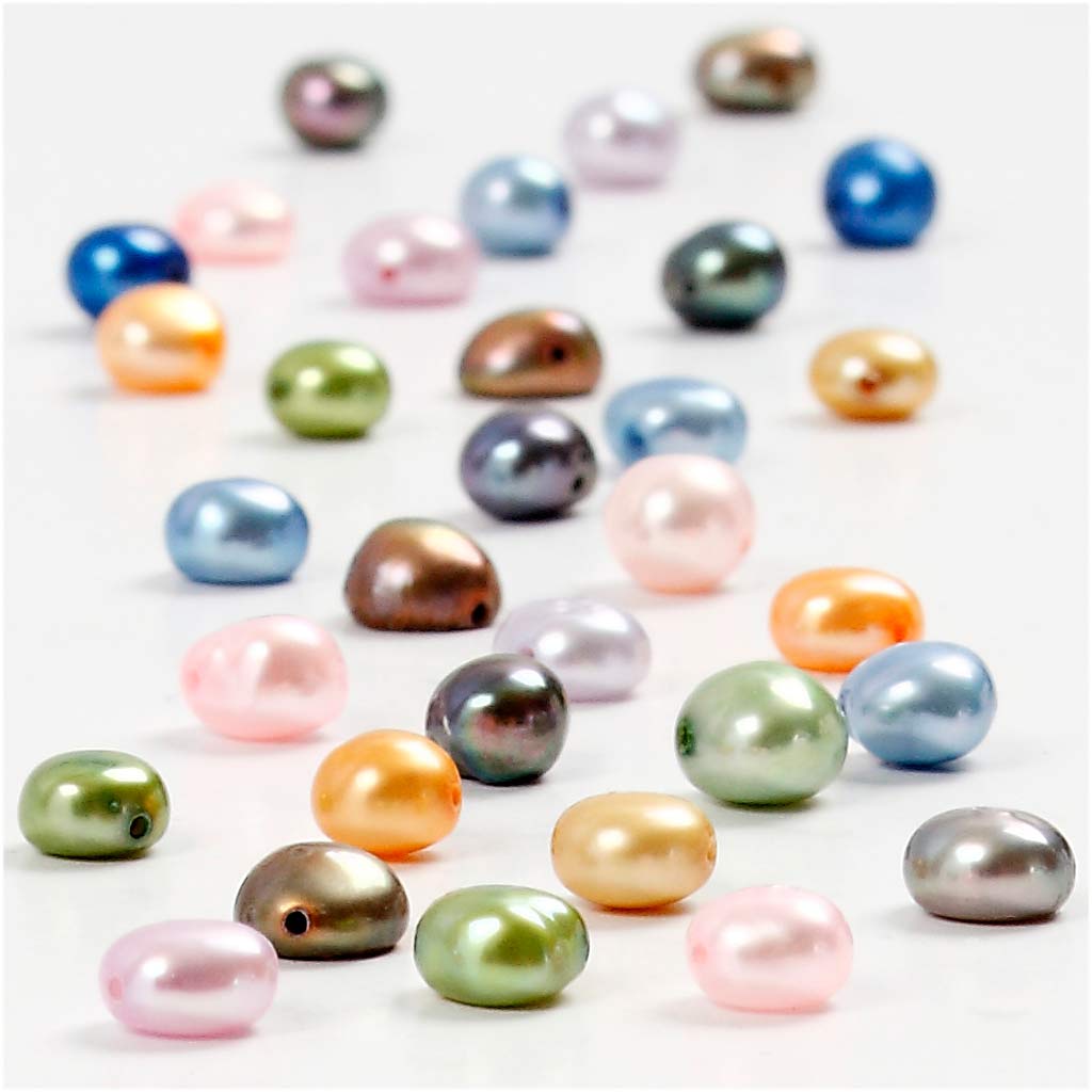 Freshwater Pearls, size 5-6 mm, hole size 0,5 mm, ca. 70 pc, 40 cm