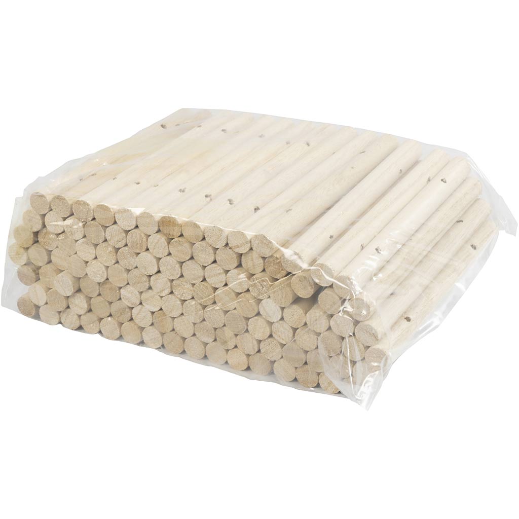 Aste in legno per sottopentola, diam 14-15 mm, misura 18 cm, misura buco 4 mm, 108 pz/ 1 conf. [HOB-669070]