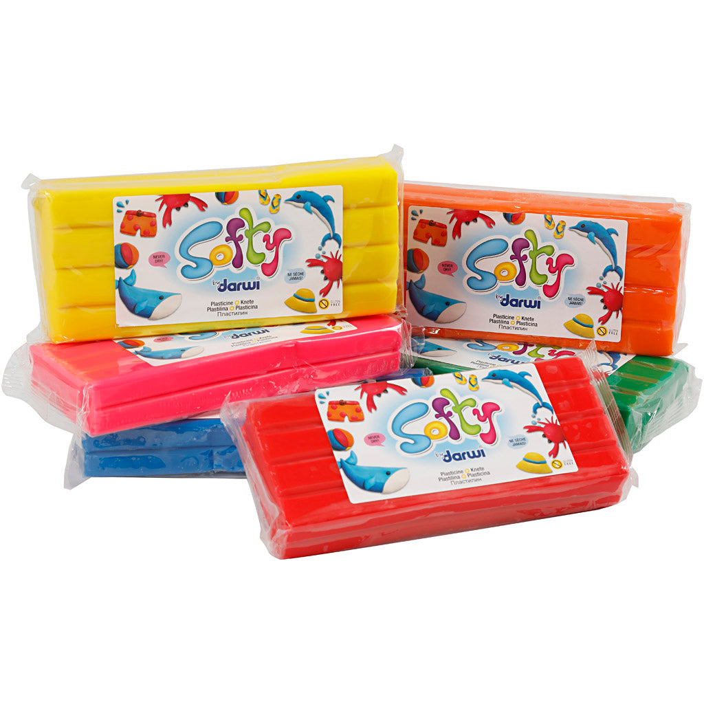Pâte à Modeler Softy, ass. de couleurs, 6x500 gr/ 1 Pq. [HOB-680495]