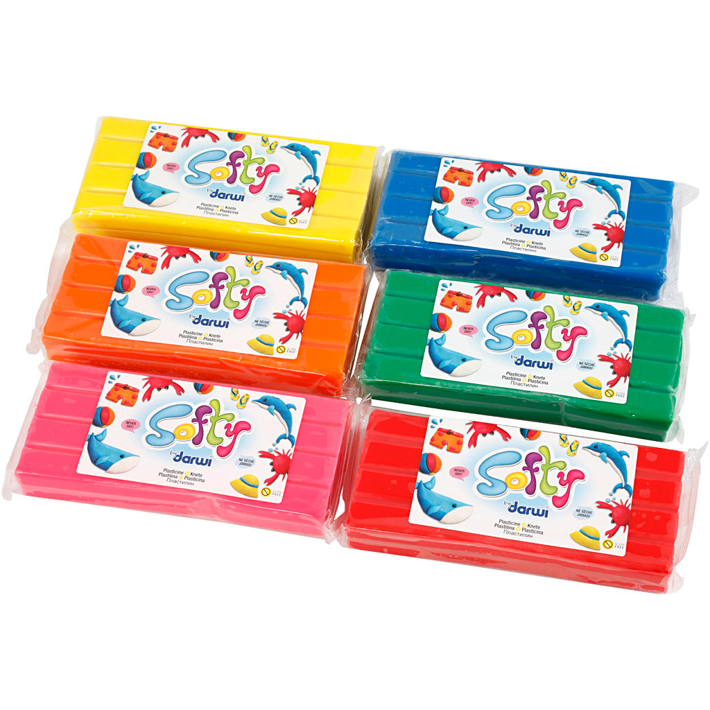 Pâte à Modeler Softy, ass. de couleurs, 6x500 gr/ 1 Pq. [HOB-680495]