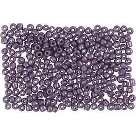 Rocailleperlen, D 3 mm, Größe 8/0 , Lochgröße 0,6-1,0 mm, Lila metallic, 25 g/ 1 Pck [HOB-682131]