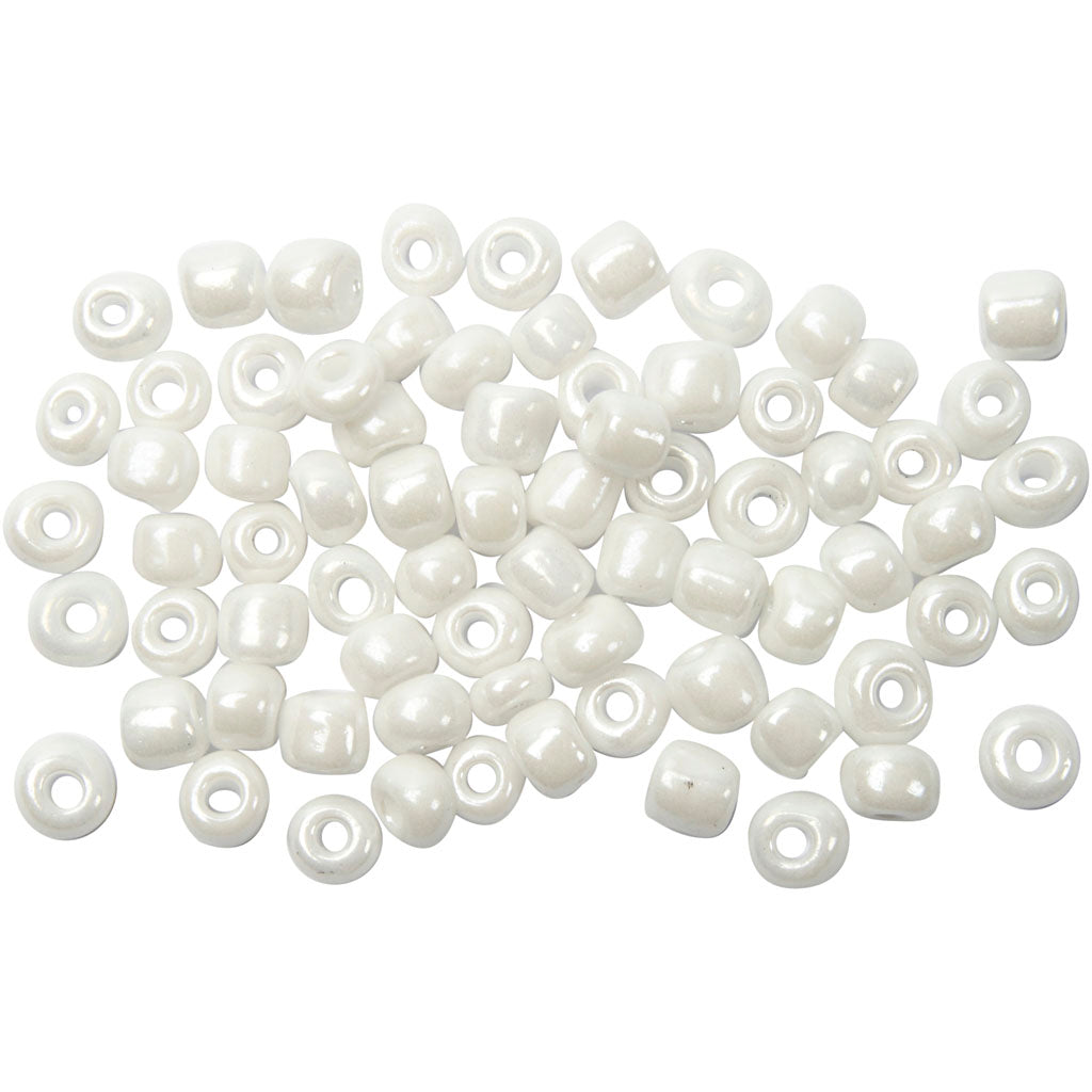 Rocaille Seed Beads, dia. 4 mm, size 6/0, hole size 0,9-1,2 mm, mother-of-pearl, 500 g