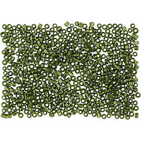 Rocailleperlen, D 1,7 mm, Größe 15/0, Lochgröße 0,5-0,8 mm, Grasgrün, 25 g/ 1 Pck [HOB-686760]