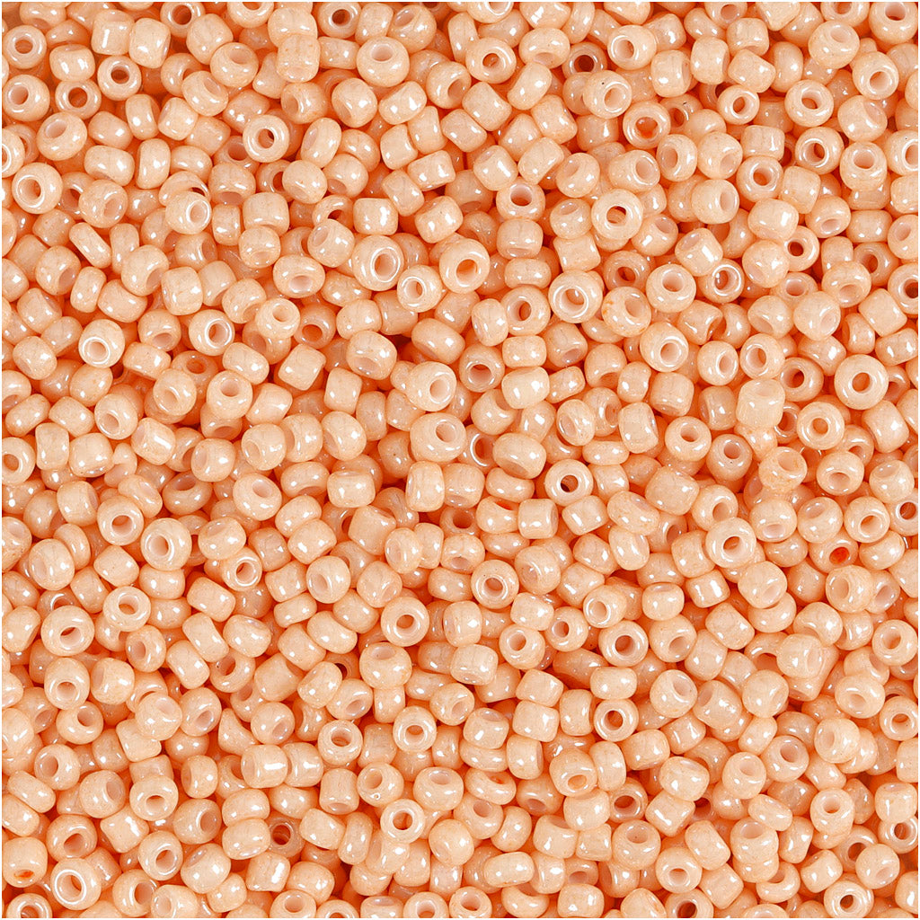 Rocaille Seed Beads, dia. 1,7 mm, size 15/0, hole size 0,5-0,8 mm, light peach, 25 g
