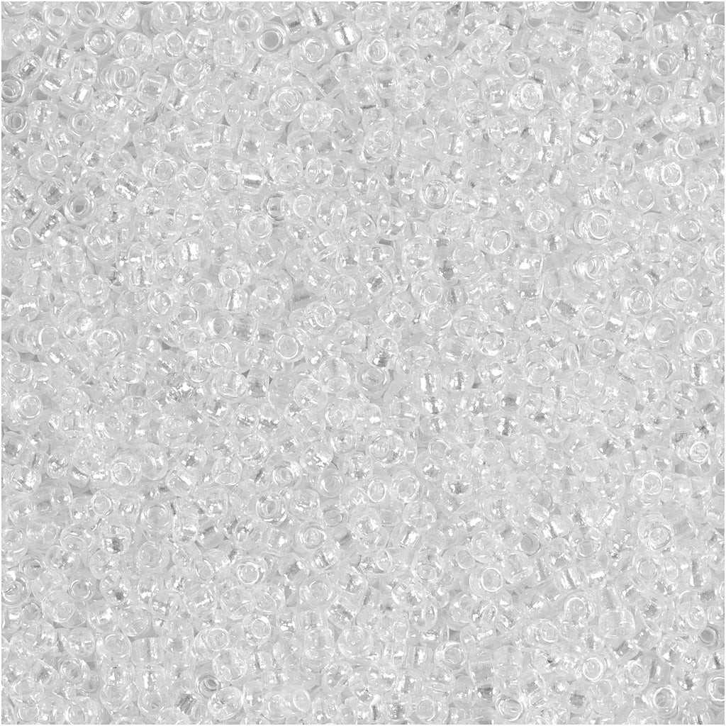 Rocaille Seed Beads, dia. 1,7 mm, size 15/0, hole size 0,5-0,8 mm, clear, 25 g