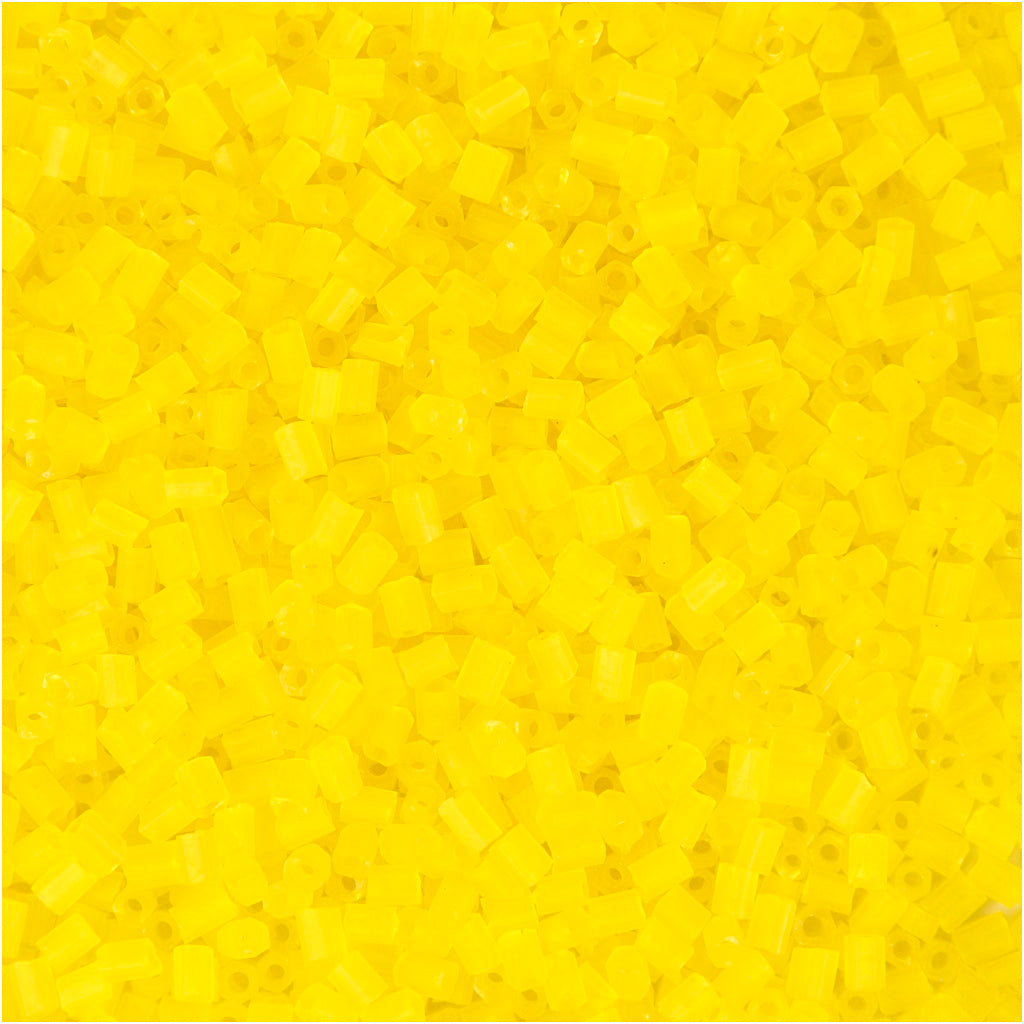 Rocaille Seed Beads 2-cut, dia. 1,7 mm, size 15/0, hole size 0,5 mm, transparent yellow, 25 g