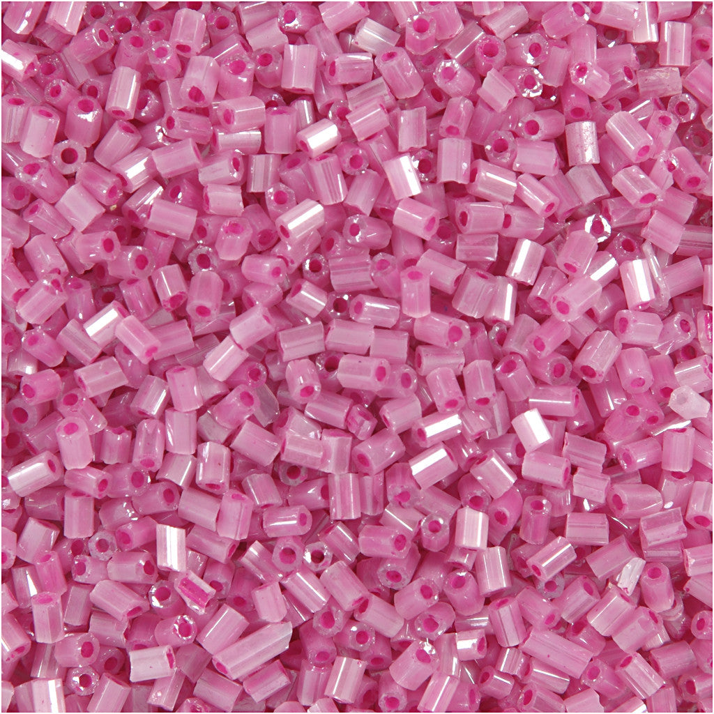 Rocaille Seed Beads 2-cut, D 1,7 mm, Größe 15/0, Lochgröße 0,5 mm, Rosa, 25 g/ 1 Pck [HOB-687830]