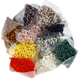 Perles en plastique, d 6 mm, diamètre intérieur 1,5 mm, Le contenu peut varier , ca. 10x150 pièce, ass. de couleurs, 8x40 gr/ 1 Pq. [HOB-69586]