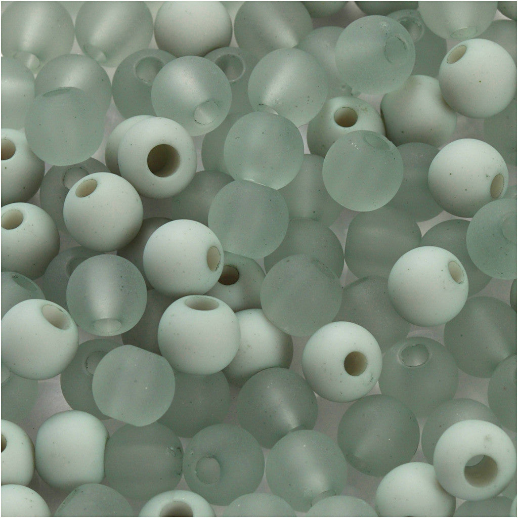 Perles en plastique, d 6 mm, diamètre intérieur 2 mm, ca. 150 pièce, vert clair, 40 gr/ 1 Pq. [HOB-69594]