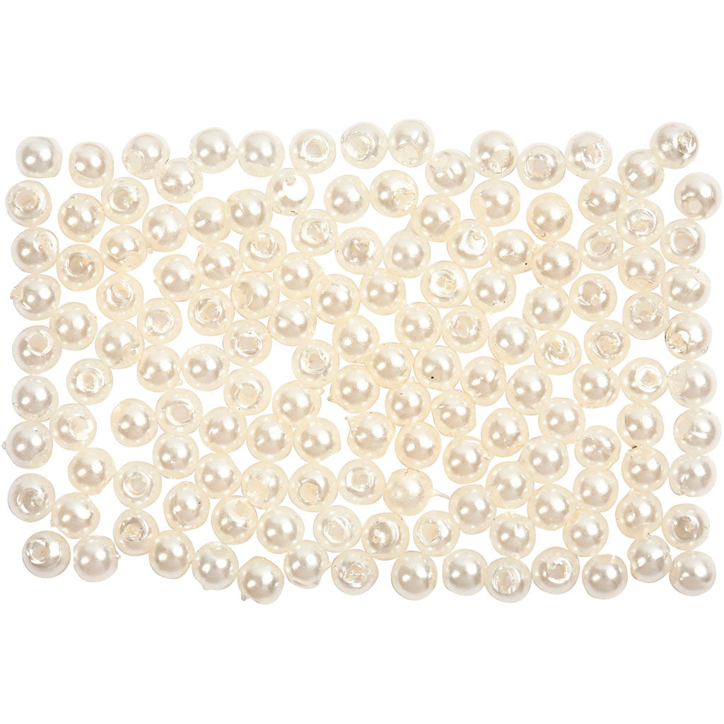 Wax Beads, dia. 3 mm, hole size 0,7 mm, mother-of-pearl, 150pc