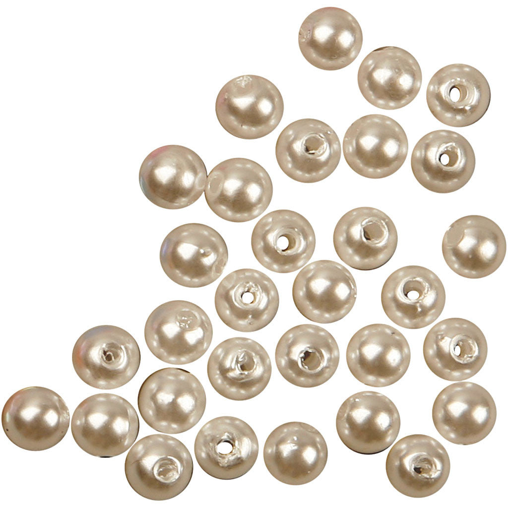 Perles de Cire, d 5 mm, diamètre intérieur 0,7 mm, nacré, 100 pièces/ 1 Pq. [HOB-698161]