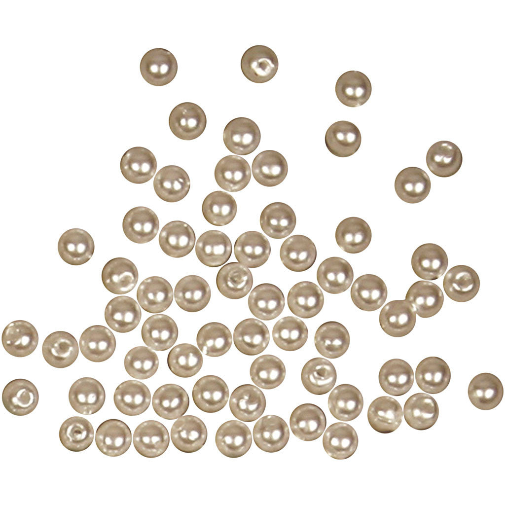 Schmuckperlen, D 4 mm, Lochgröße 0,7 mm, Perlmutt, 150 Stk/ 1 Pck [HOB-698361]