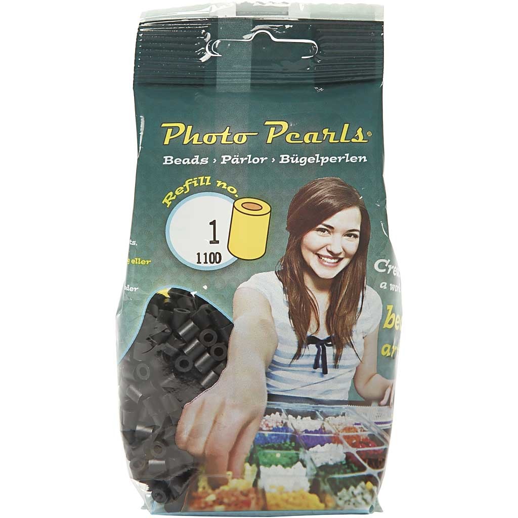 Perline a tubetto, misura 5x5 mm, misura buco 2,5 mm, medium, nero (32220), 1100 pz/ 1 conf. [HOB-751010]