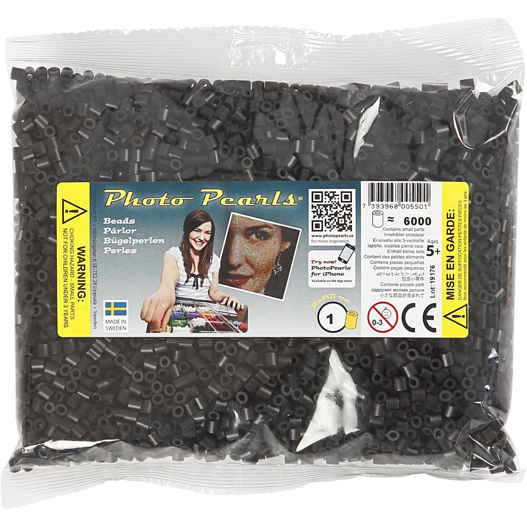 Perles à repasser, dim. 5x5 mm, diamètre intérieur 2,5 mm, medium, noir (32220), 6000 pièces/ 1 Pq. [HOB-751011]