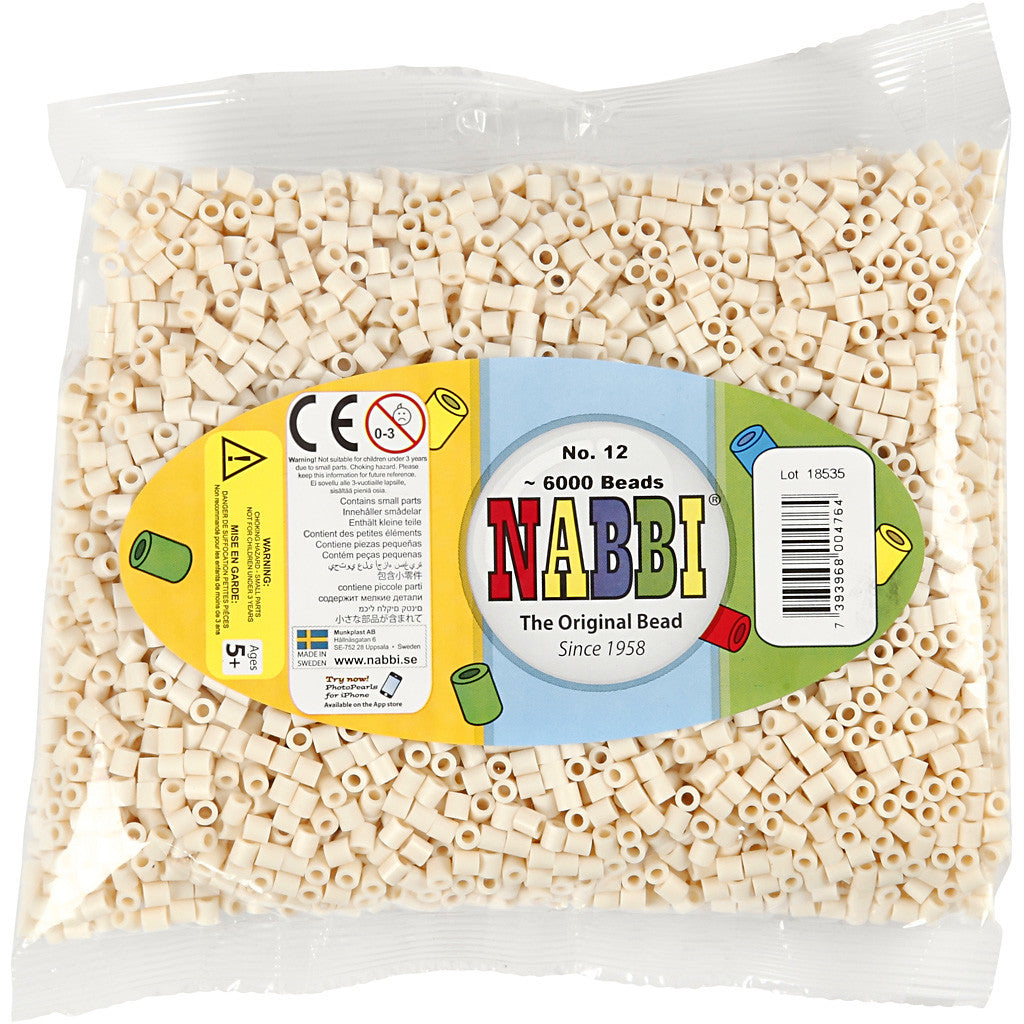 Bügelperlen, Größe 5x5 mm, Lochgröße 2,5 mm, medium, Hellbeige (32251), 6000 Stk/ 1 Pck [HOB-751121]