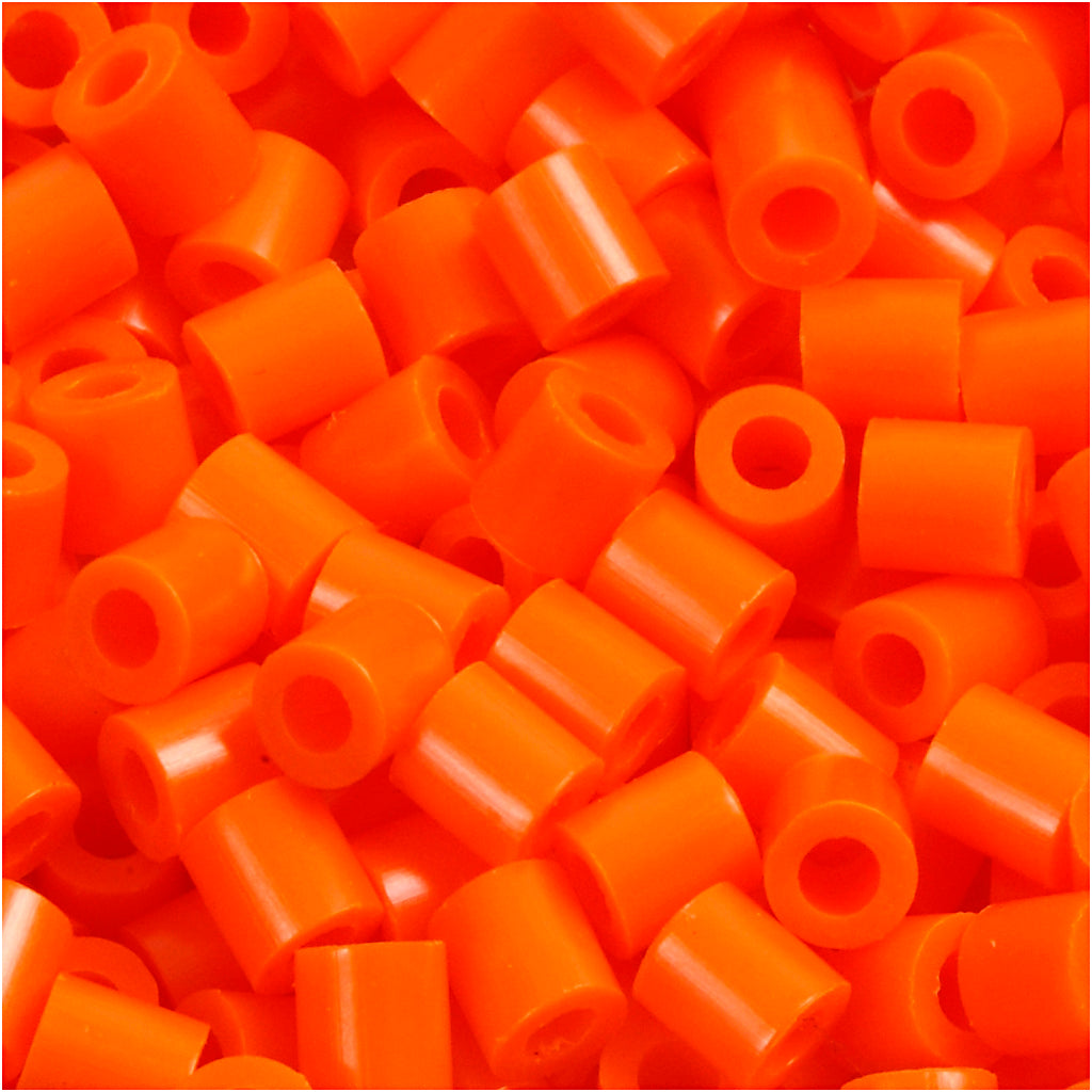 Fuse Beads, size 5x5 mm, hole size 2,5 mm, medium, clear orange (32233), 6000 pc
