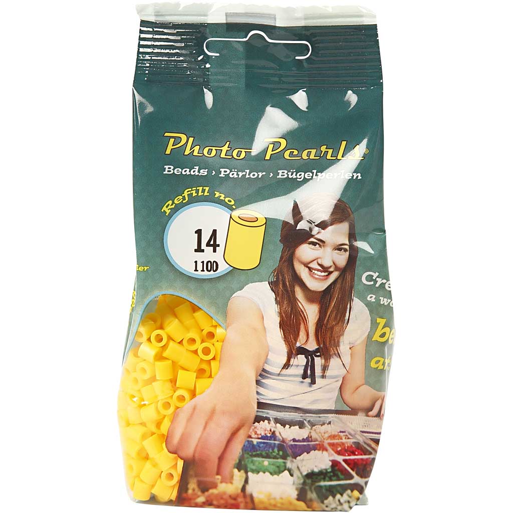 Perline a tubetto, misura 5x5 mm, misura buco 2,5 mm, medium, giallo (32227), 1100 pz/ 1 conf. [HOB-751140]