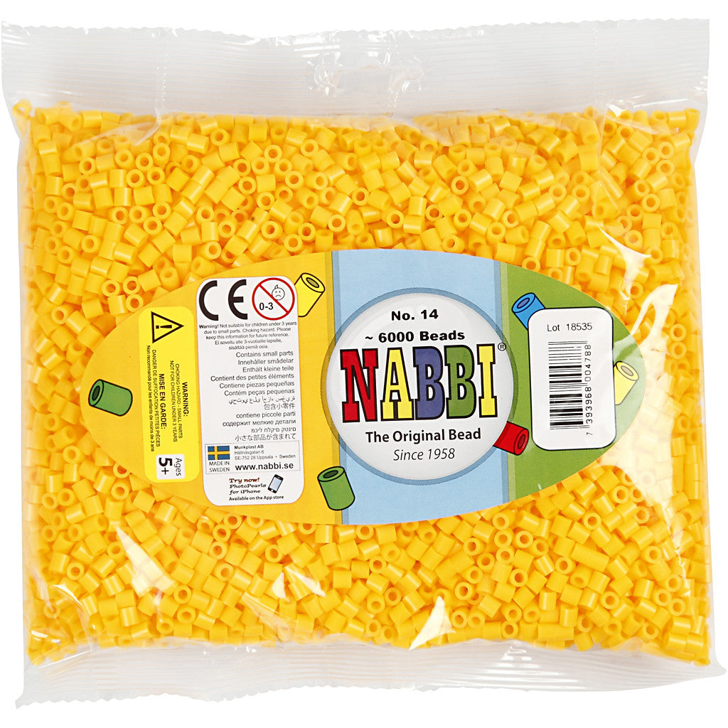 Bügelperlen, Größe 5x5 mm, Lochgröße 2,5 mm, medium, Gelb (32227), 6000 Stk/ 1 Pck [HOB-751141]