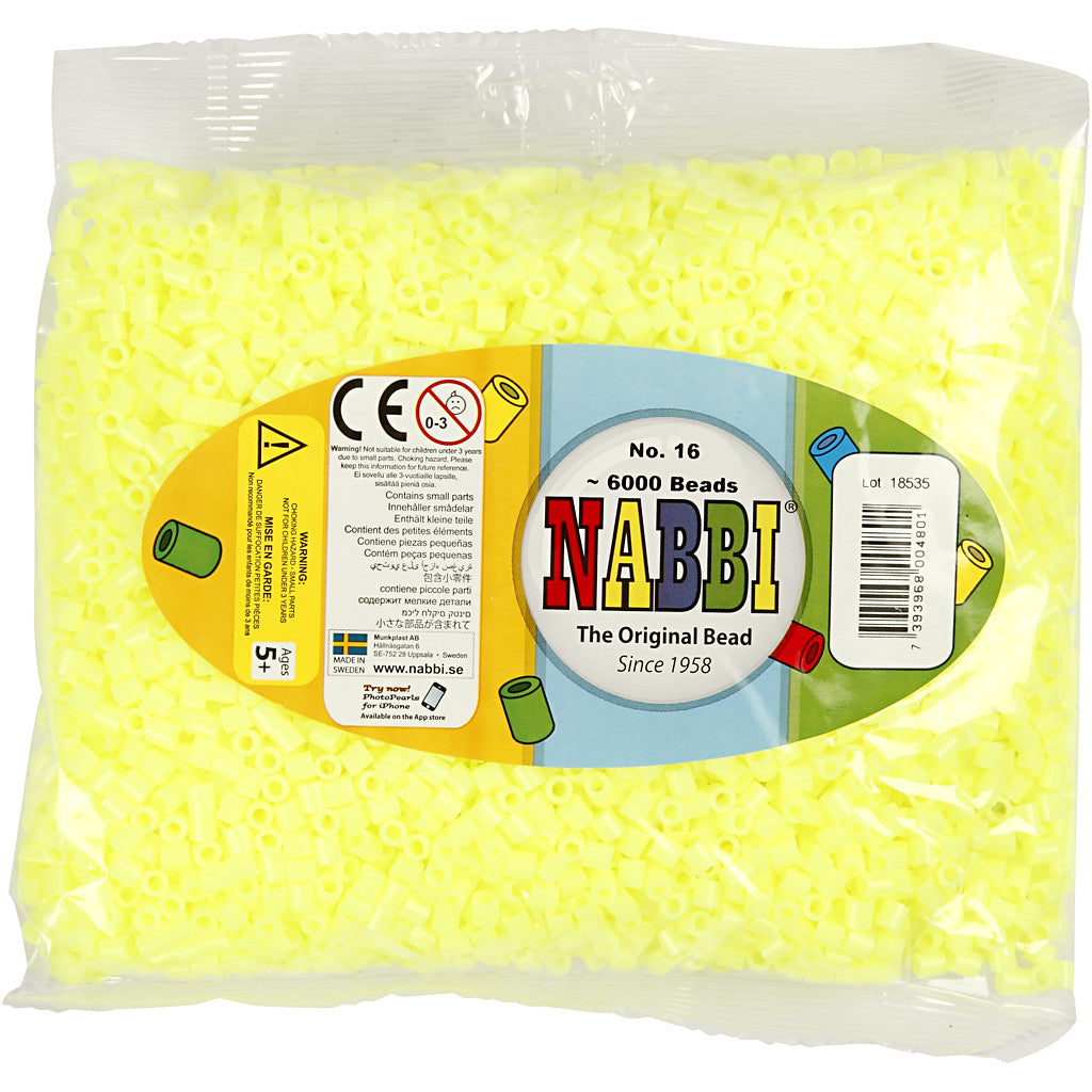 Bügelperlen, Größe 5x5 mm, Lochgröße 2,5 mm, medium, Pastellgelb (32244), 6000 Stk/ 1 Pck [HOB-751161]