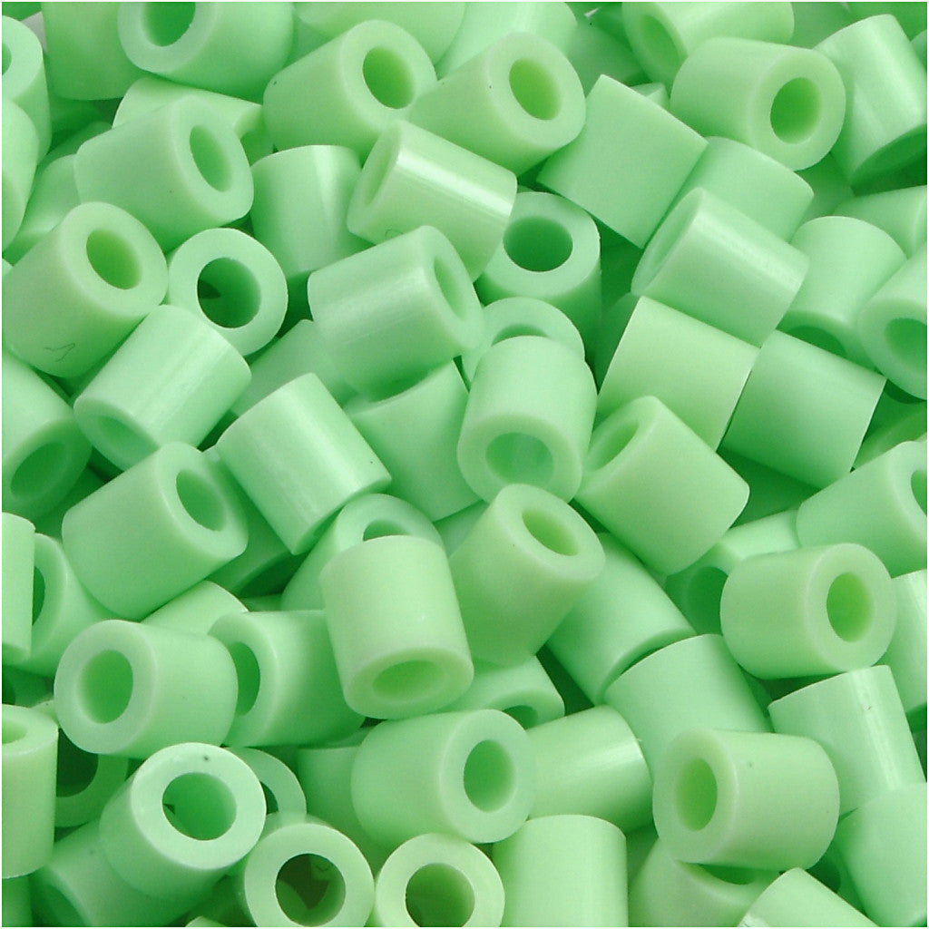 Perline a tubetto, misura 5x5 mm, misura buco 2,5 mm, medium, verde pastello (32252), 1100 pz/ 1 conf. [HOB-751170]