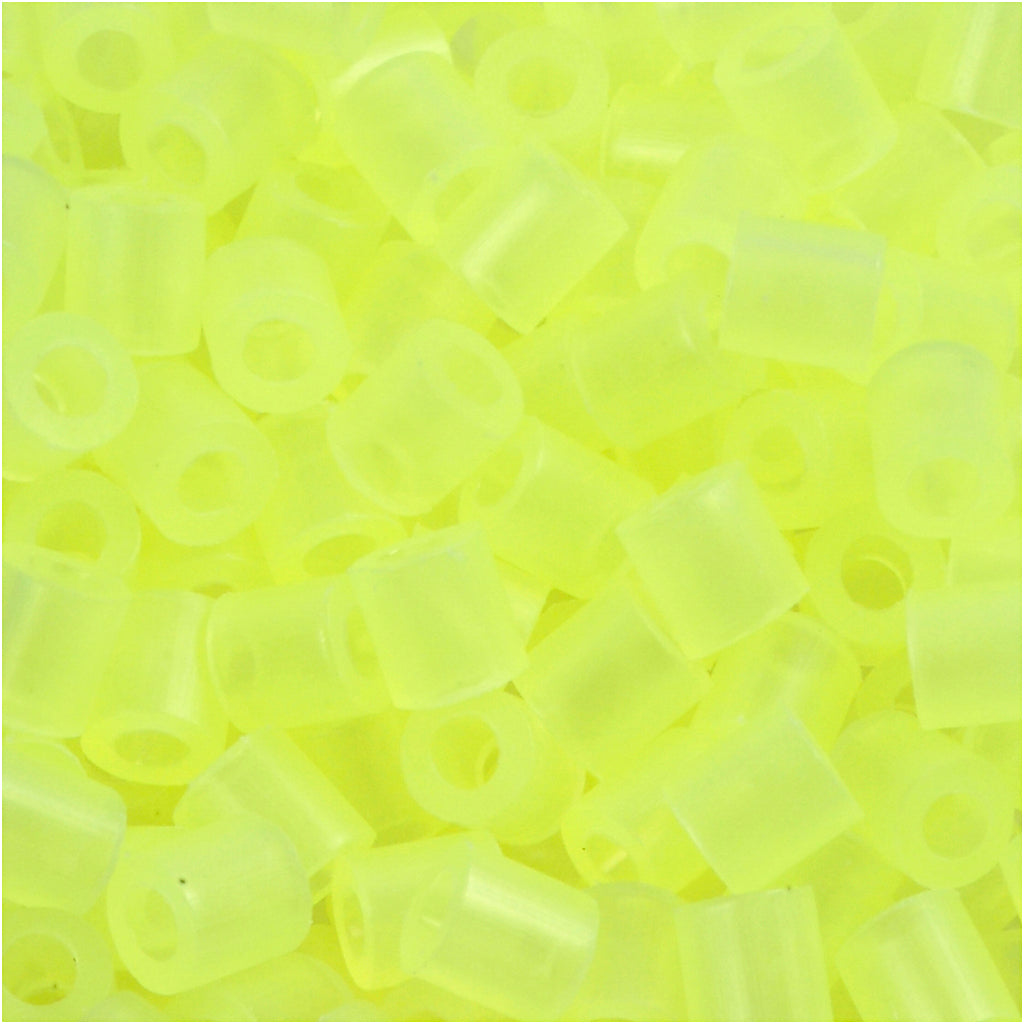 Fuse Beads, size 5x5 mm, hole size 2,5 mm, medium, neon yellow (32223), 6000 pc