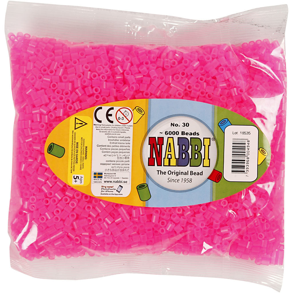 Bügelperlen, Größe 5x5 mm, Lochgröße 2,5 mm, medium, Rosaneon (32257), 6000 Stk/ 1 Pck [HOB-751301]