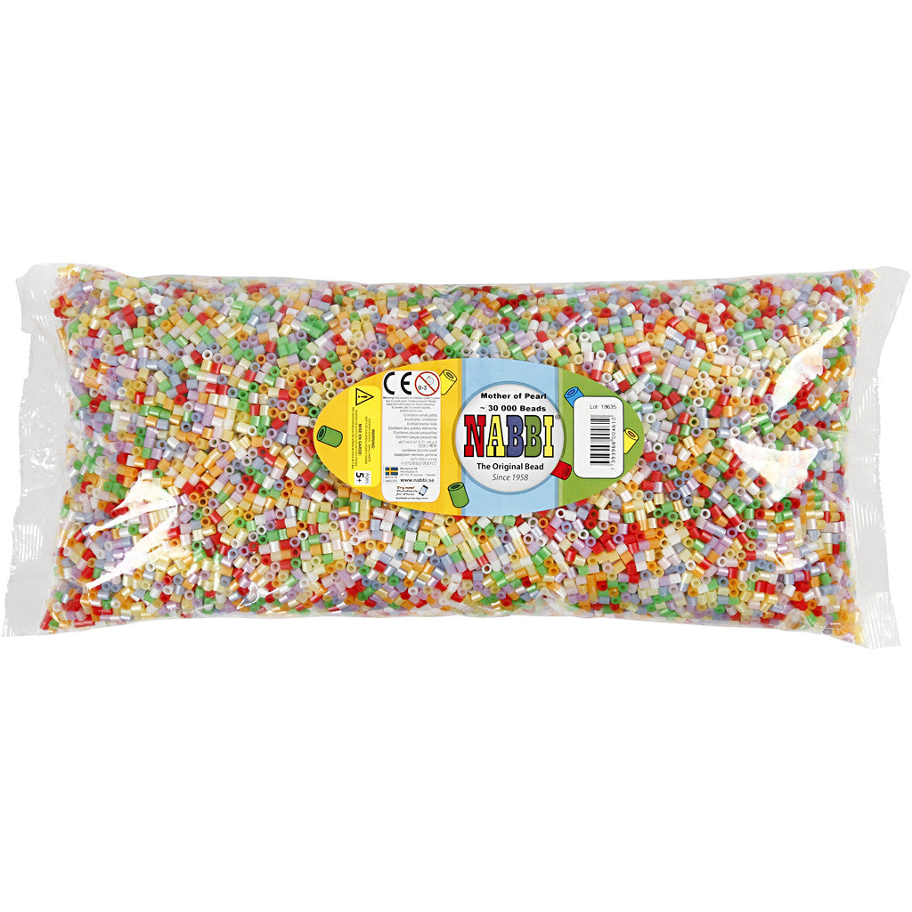 Bügelperlen, Größe 5x5 mm, Lochgröße 2,5 mm, medium, Sortierte Farben, 30000 sort./ 1 Pck [HOB-752601]