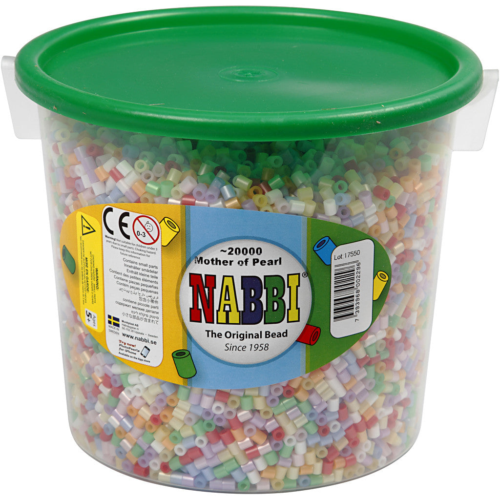 Perline a tubetto, misura 5x5 mm, misura buco 2,5 mm, medium, colori perlati, 20000 asst./ 1 secch. [HOB-75260]