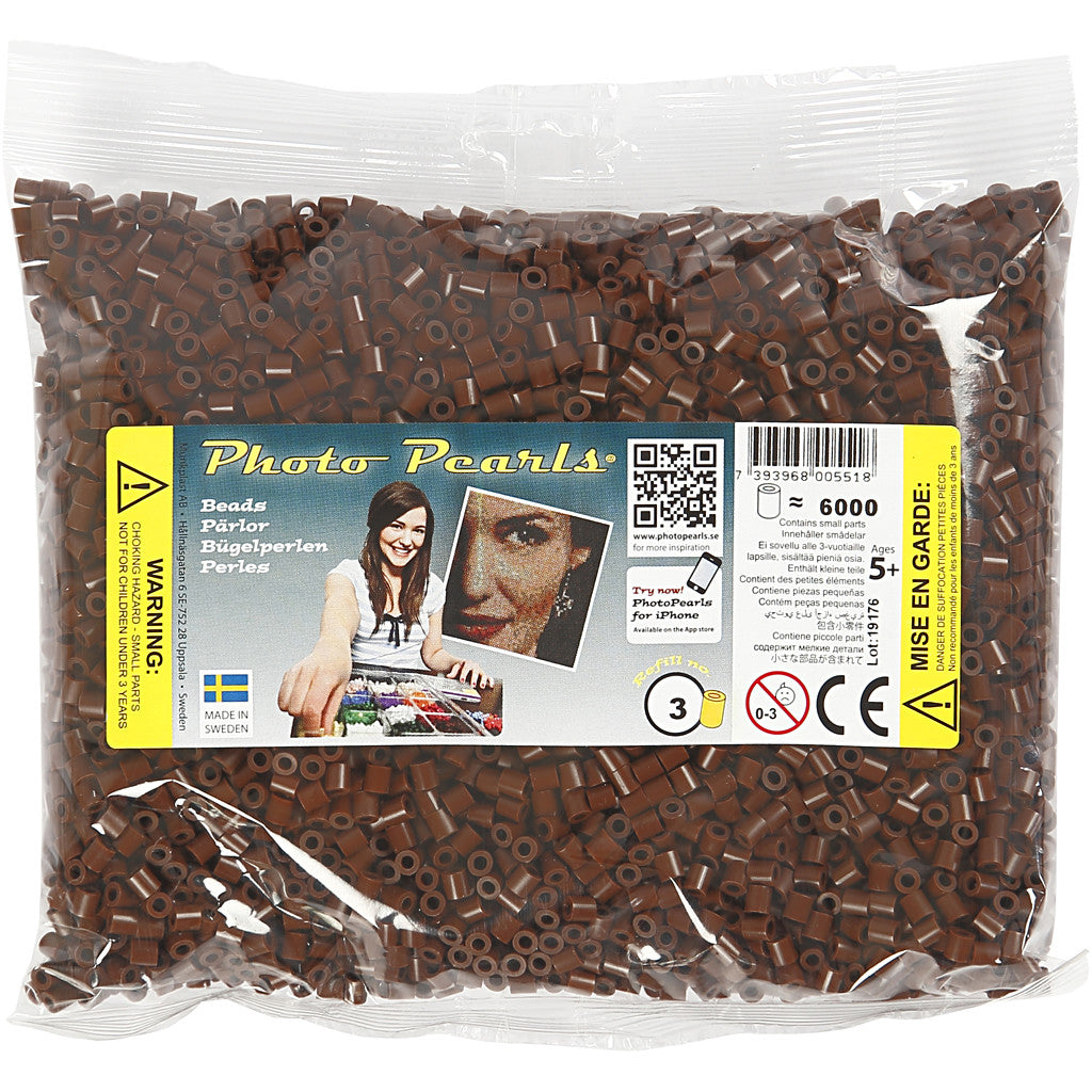 PhotoPearls, misura 5x5 mm, misura buco 2,5 mm, medium, marrone (3), 6000 pz/ 1 conf. [HOB-75503]