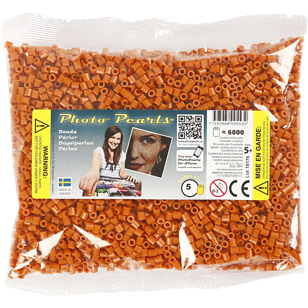 Fotoperlen, Größe 5x5 mm, Lochgröße 2,5 mm, medium, Rotbraun (5), 6000 Stk/ 1 Pck [HOB-75505]