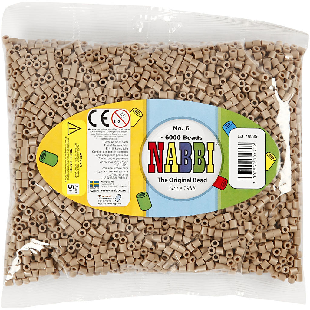 PhotoPearls, misura 5x5 mm, misura buco 2,5 mm, medium, beige (6), 6000 pz/ 1 conf. [HOB-75506]